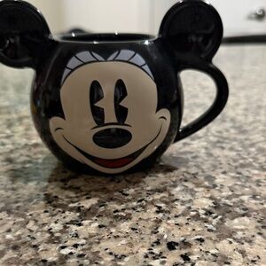 Disney Black Mickey and Minnie Mouse Ceramic Mugs  with Character Face
